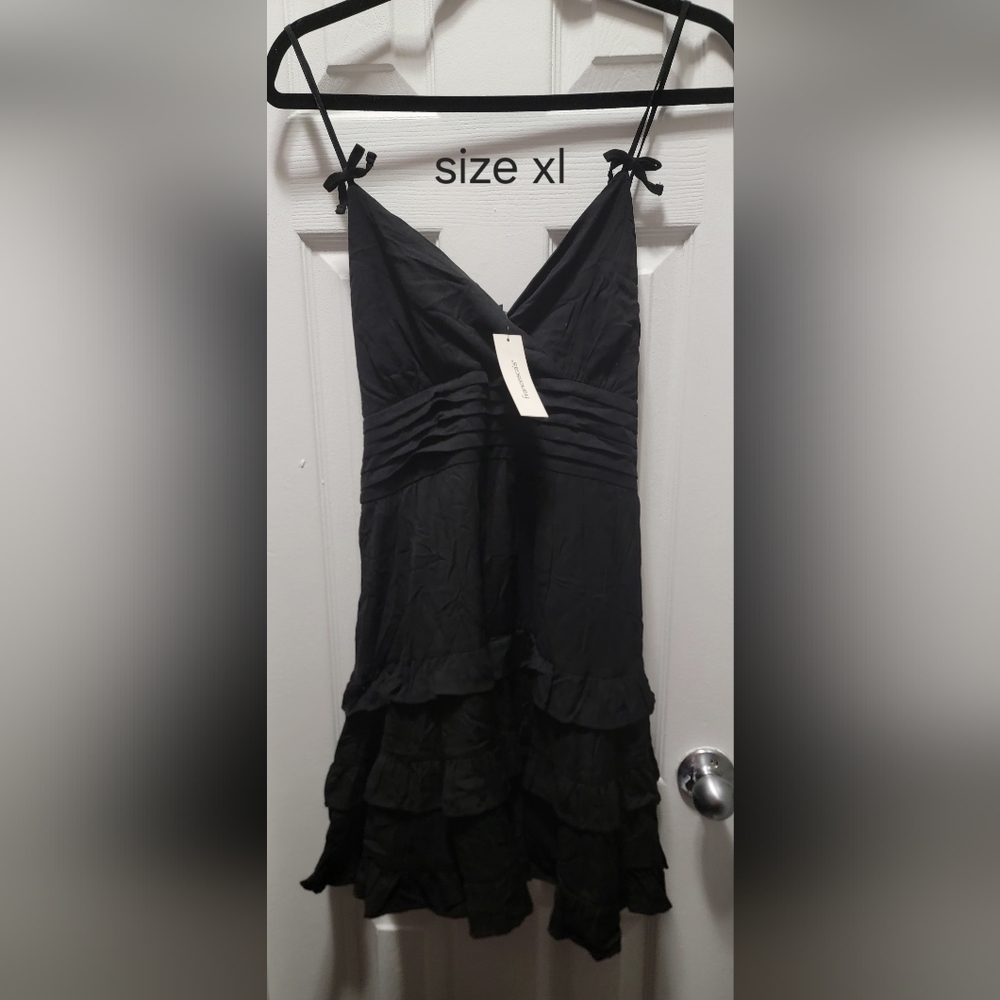 Francesca's Collections Black Ruffled Mini Dress